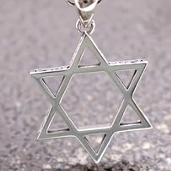 Unisex - Stainless Steel Vintage Star of David Pendant / Necklace - Picture 4 of 6